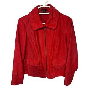 Tribal Studio Red Croc Embossed Statement Zip Front Jacket Size P/S